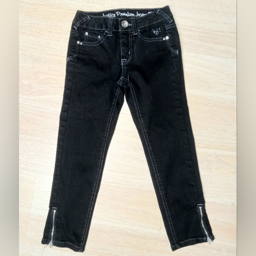 Justice Premium Black denim jeans girls size 10s